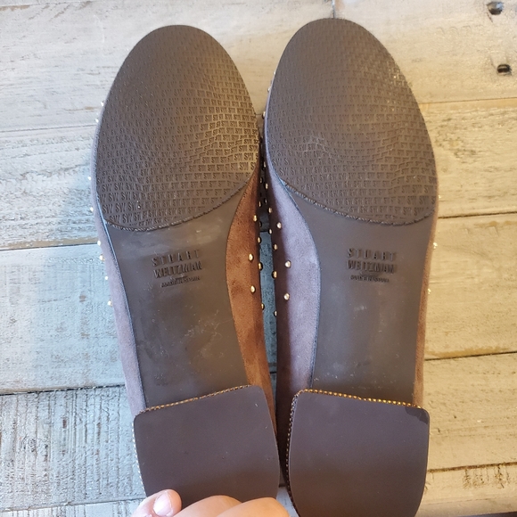 STUART WEITZMAN  Studded Suede Smoking Slipper Loafer Gray Size 8 - Picture 6 of 6